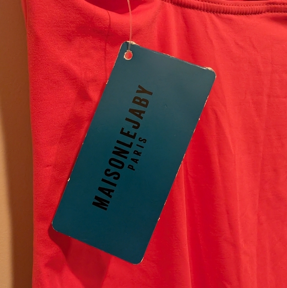 MAISON LEJABY Norma Jeane Knotted One-piece Swimsuit In Coral 32B - Picture 2 of 8